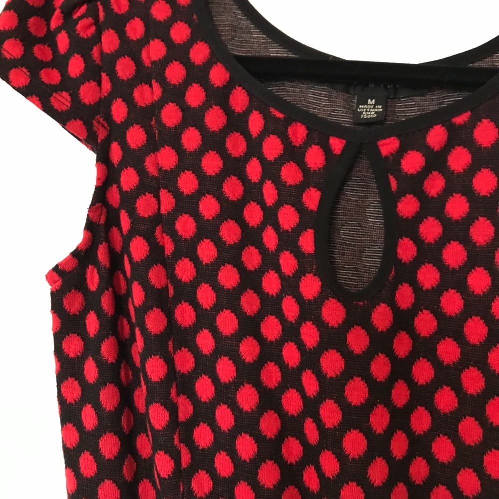 Red and black polka dot dress